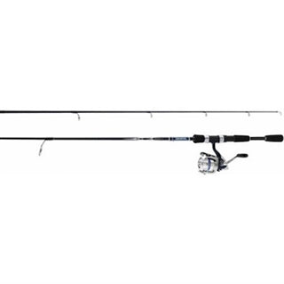 Fishing rod and reel on a white background