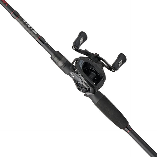 Fishing rod and reel combo on a white background