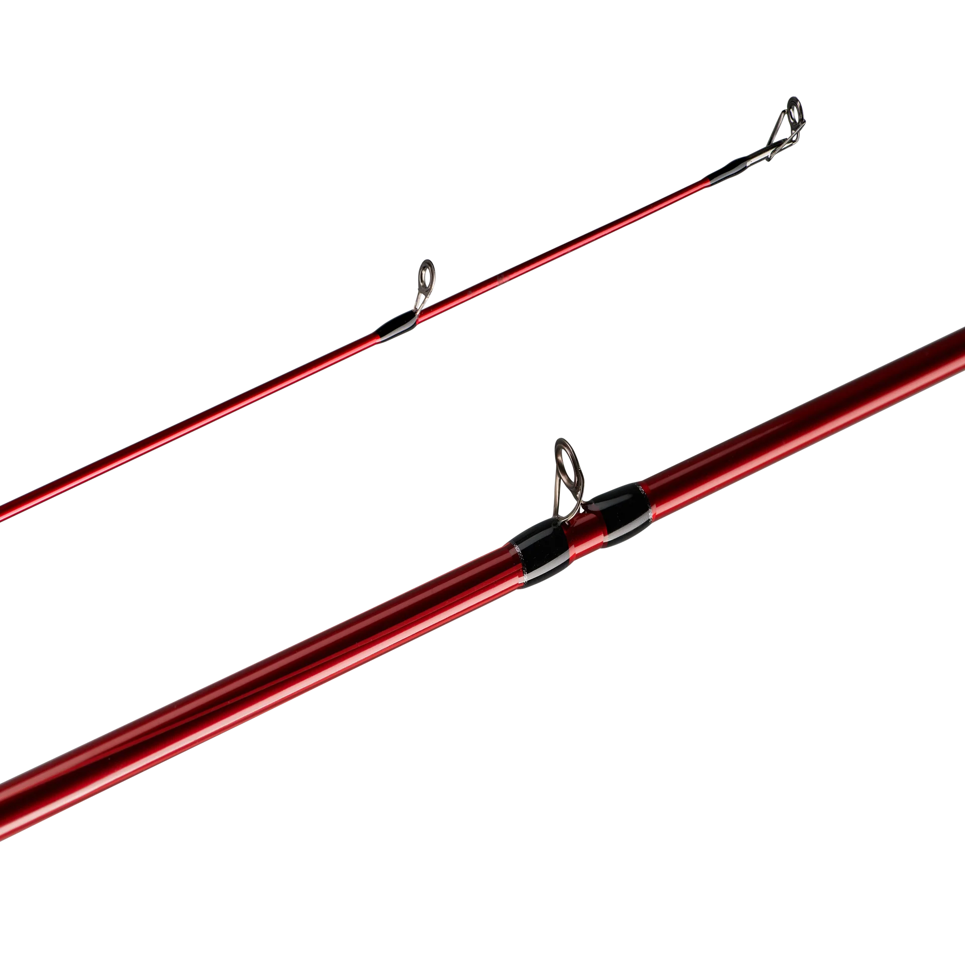 Red fishing rod on a white background