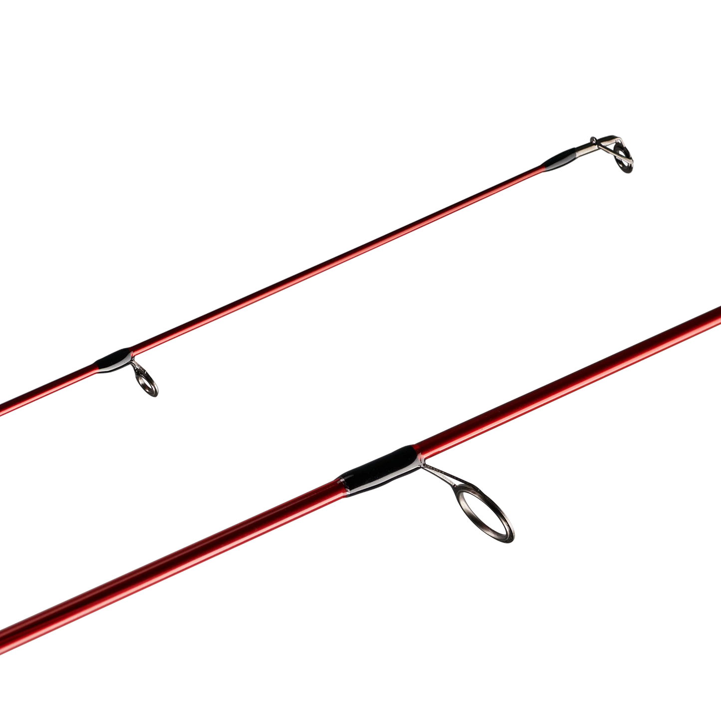 Red fishing rod on a white background