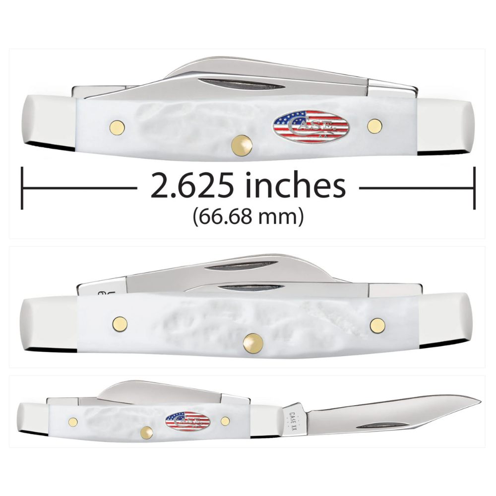 CASE SMALL STOCKMAN 2 5/8" 3 BLADE JIGGED ROUGH WHITE SYNTHETIC