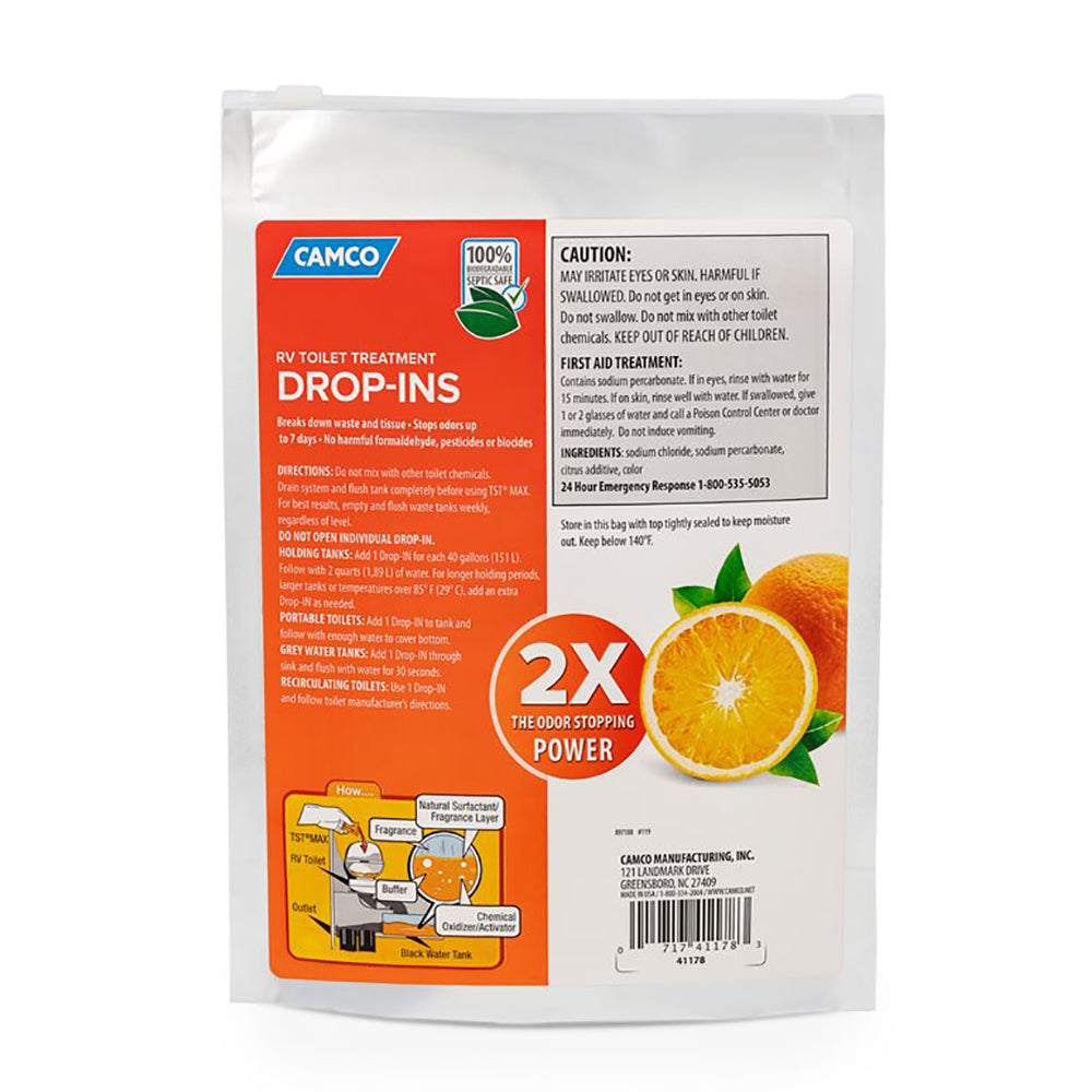 CAMCO TST MAX ORANGE RV TOILET TREATMENT DROP-INS *10-PACK