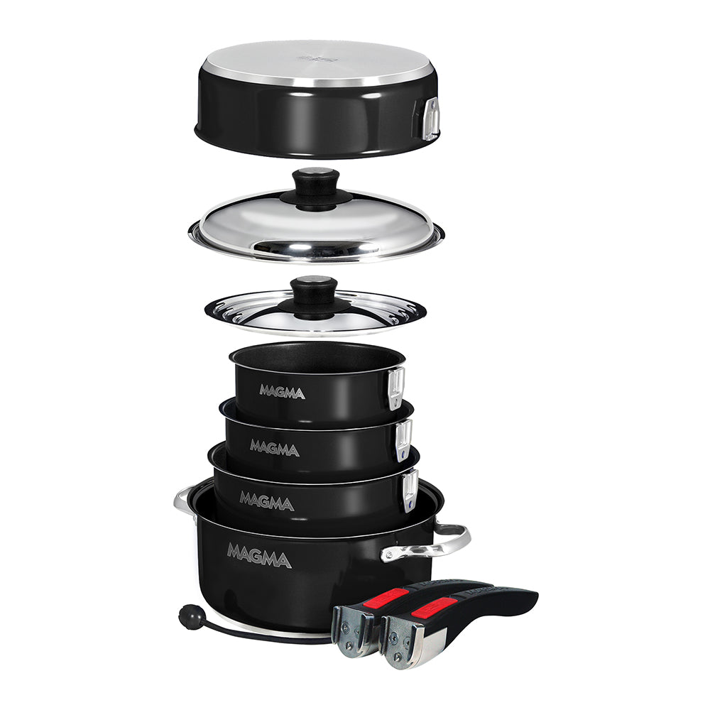 MAGMA NESTABLE 10 PIECE INDUCTION NON-STICK ENAMEL FINISH COOKWARE SET - JET BLACK