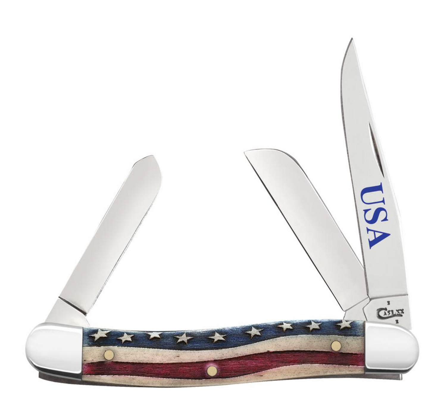 CASE STOCKMAN MEDIUM 3 BLADE 3 5/8" STAR SPANGLE