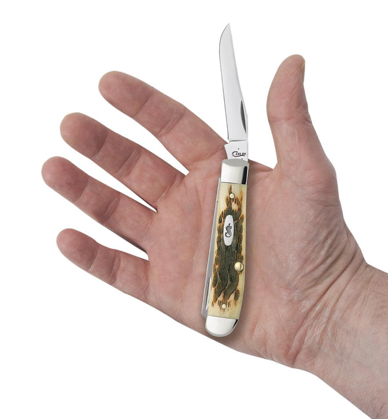CASE MINI TRAPPER 2 BLADE 3.5" AMBER BONE