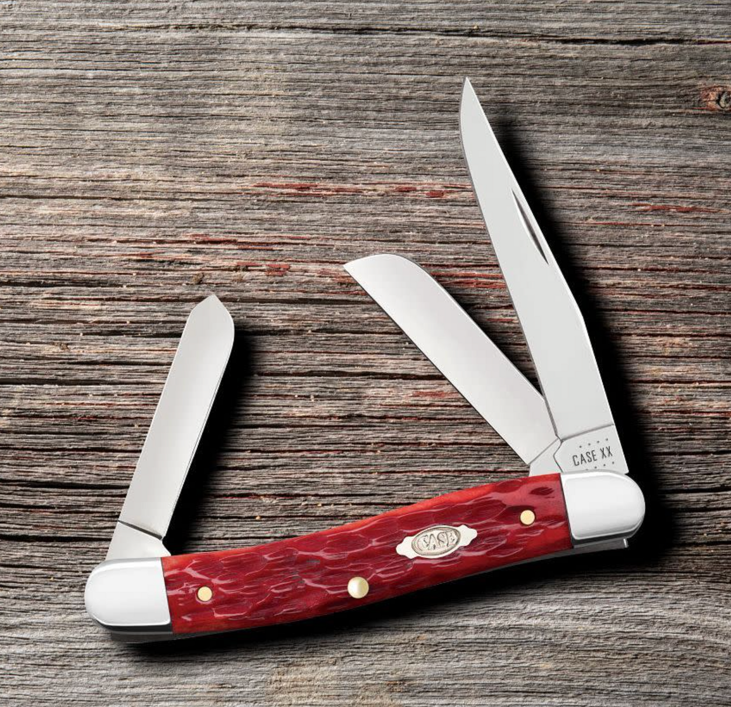 CASE STOCKMAN MEDIUM 4 5/8" 3 BLADE DARK RED BONE