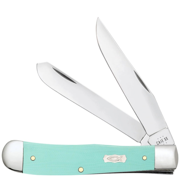 CASE TRAPPER 2 BLADE 4 1/8" SEAFOAM GREEN G10