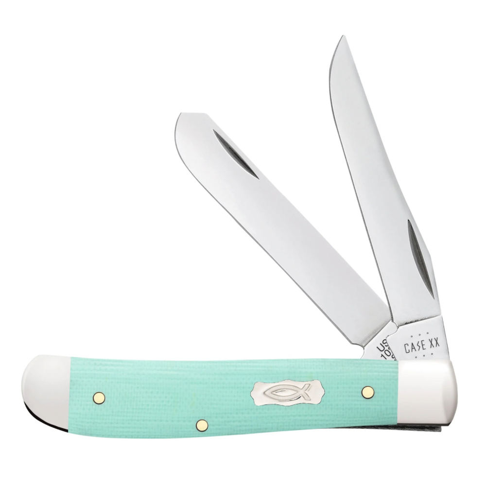 CASE TRAPPER MINI 2 BLADE 3.5" SEAFOAM GREEN G-10