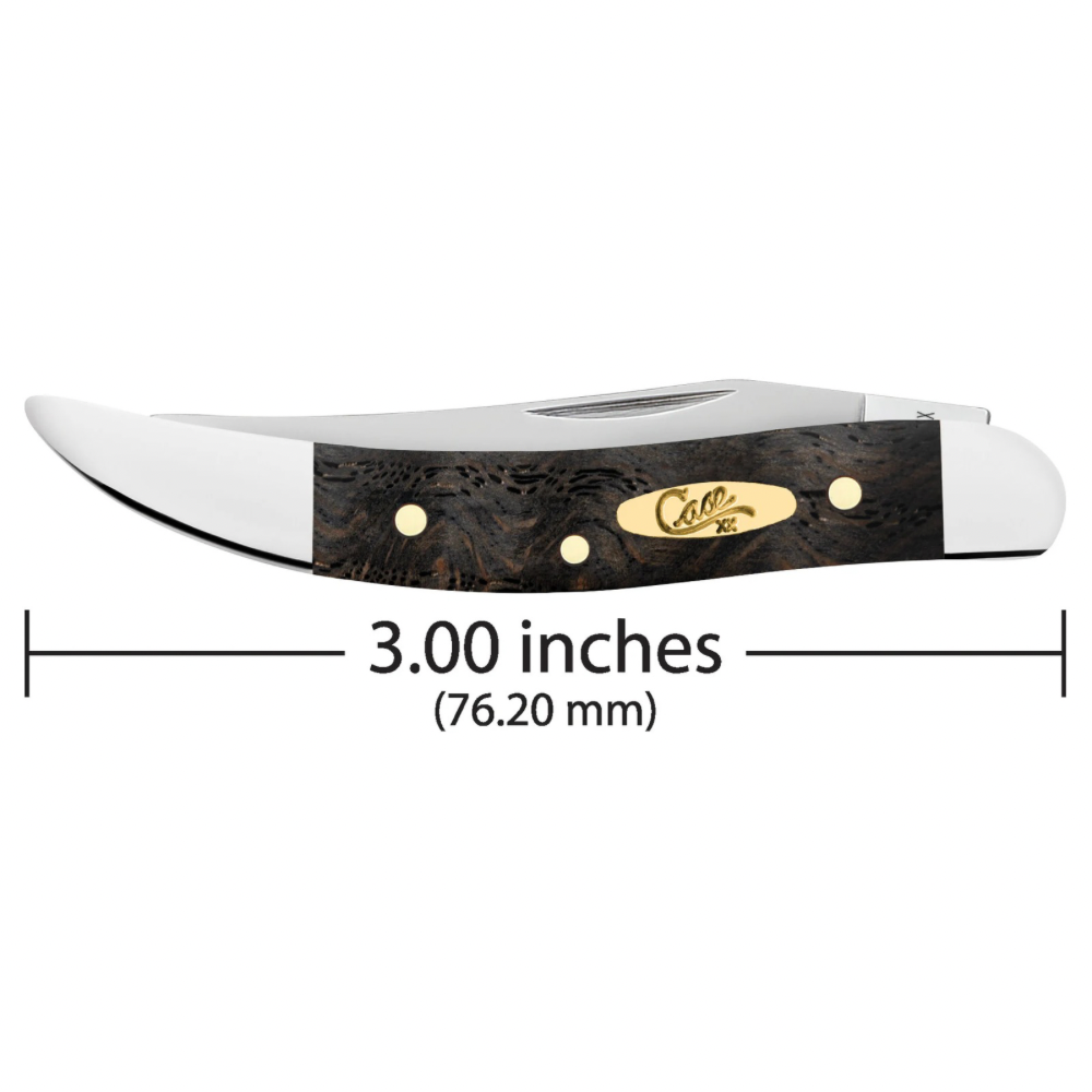 CASE TEXAS TOOTHPICK SMALL SINGLE BLADE 3" - BLACK CURLY OAK WOOD