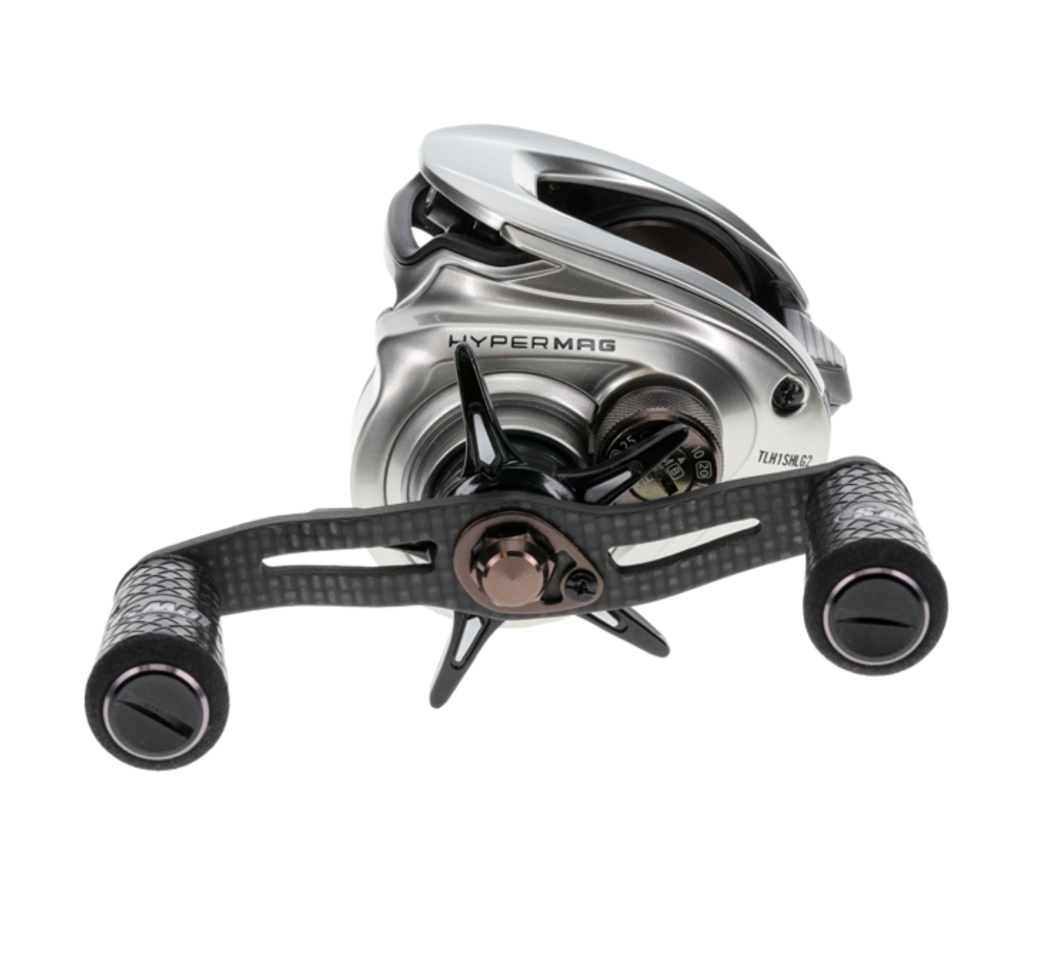 Fishing reel with 'Hyper' branding on a white background