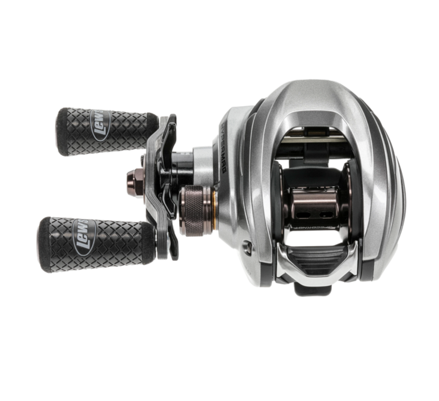 Fishing reel with 'Hyper' branding on a white background