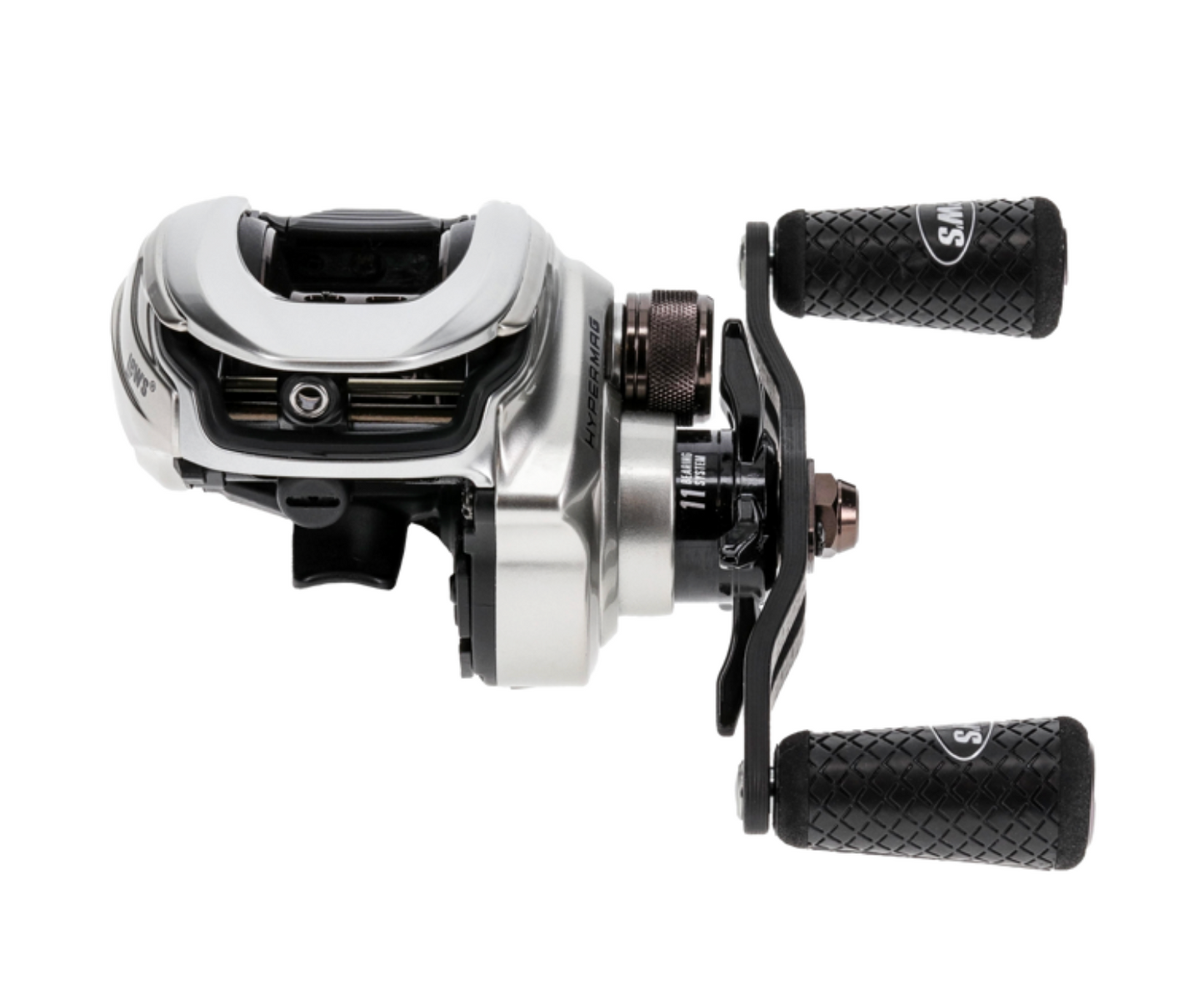 Fishing reel with 'Hyper' branding on a white background