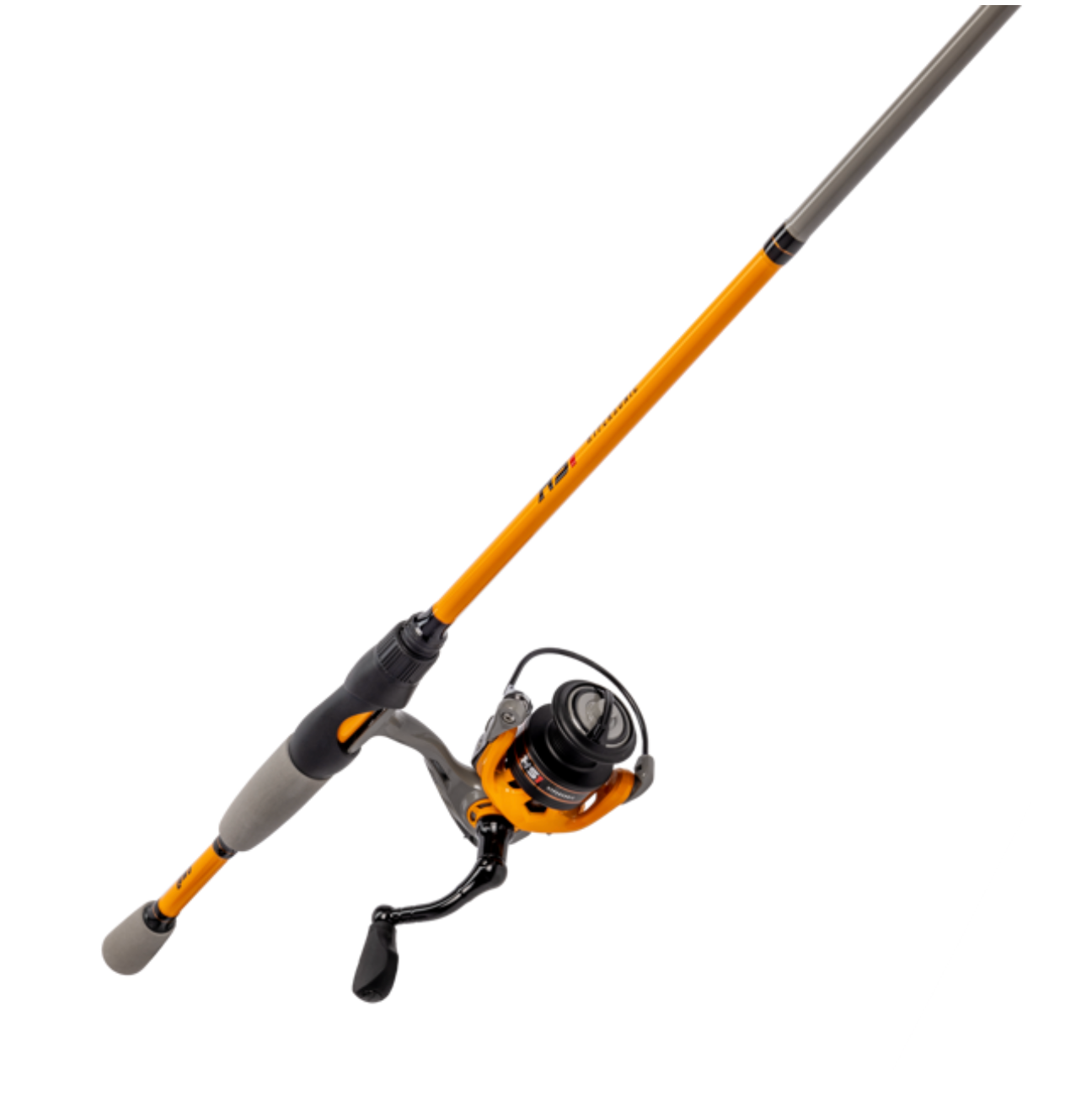 Fishing rod and reel set on a white background