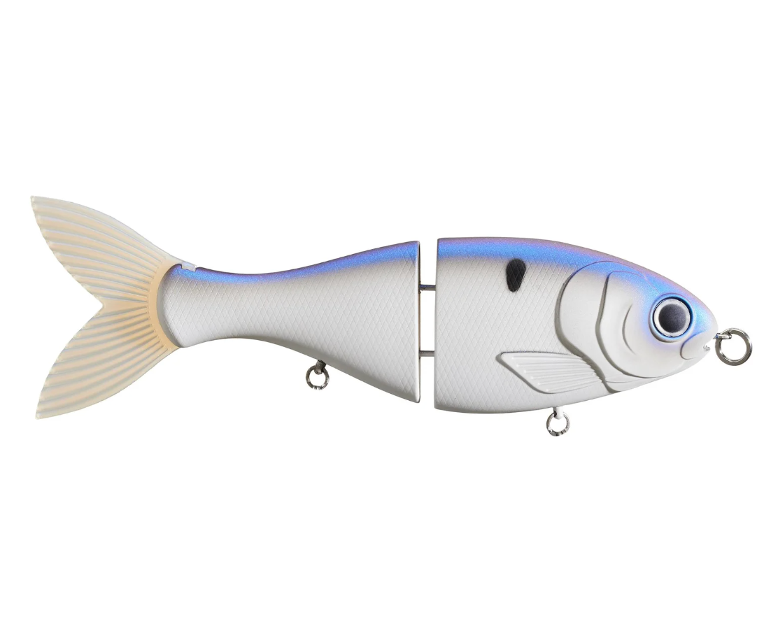 Fishing lure shaped like a fish on a white background