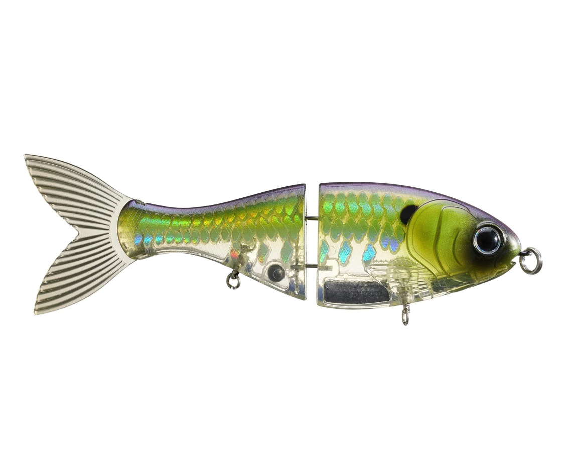 Fishing lure shaped like a fish on a white background