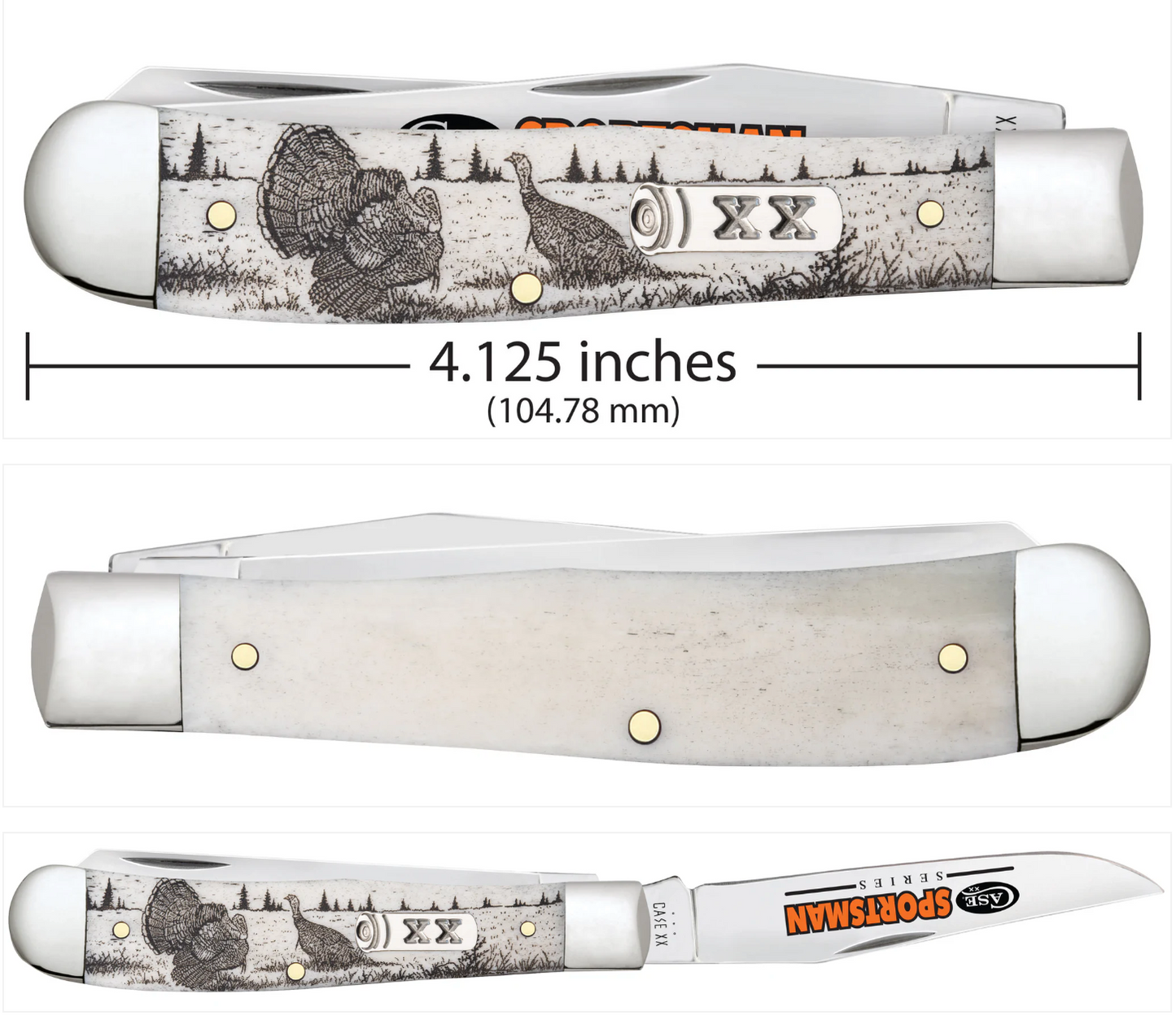 CASE SPORTSMAN TRAPPER TURKEY 2 BLADE 4 1/8" NATURAL BONE
