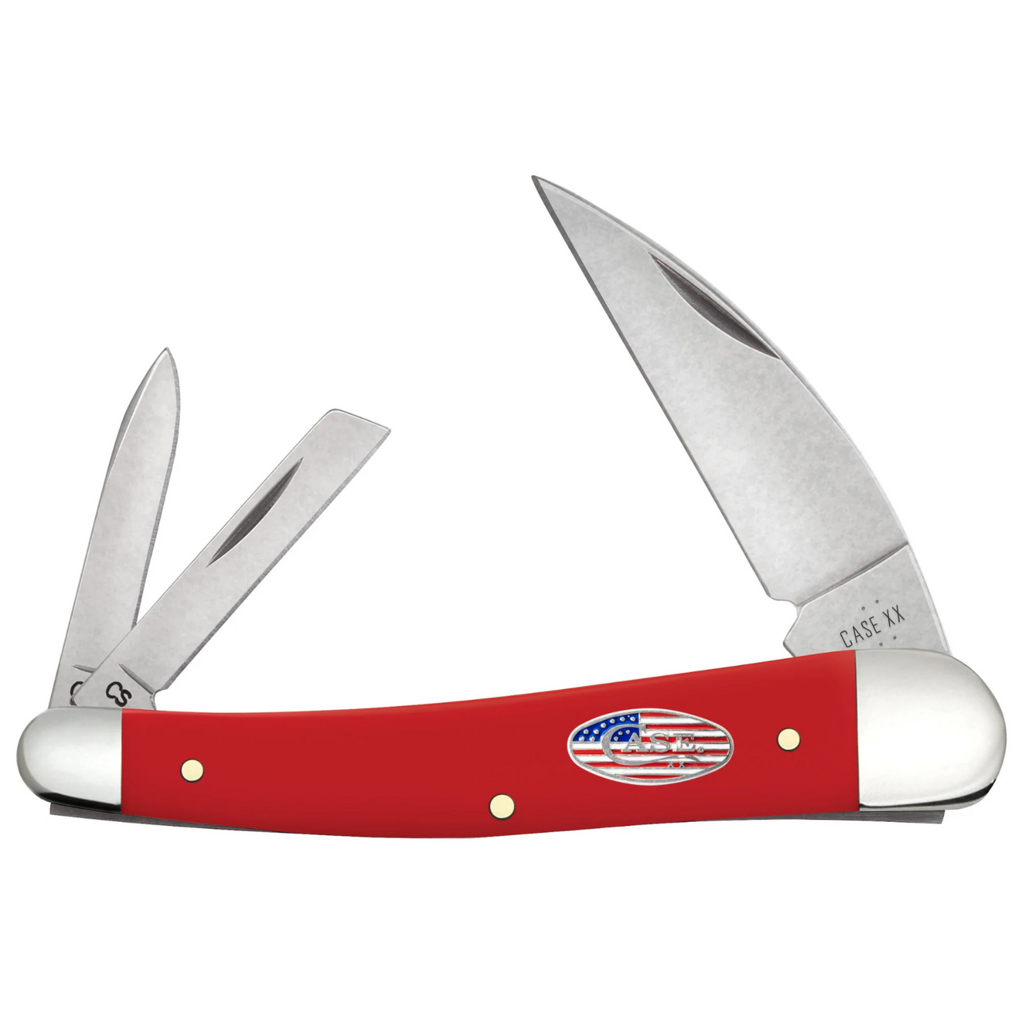 CASE AMERICAN WORKMAN 3 BLADE 4" RED SYNTH SEAHORSE WHITTLER