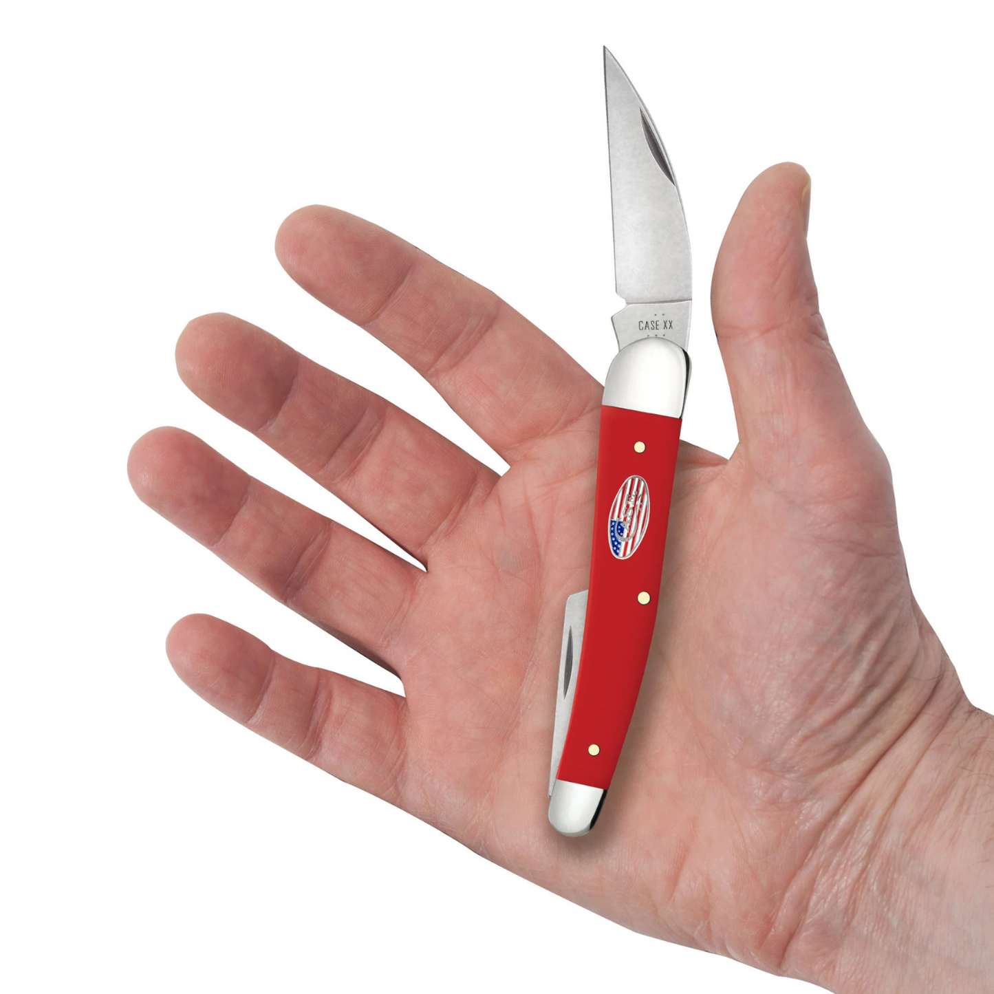 CASE AMERICAN WORKMAN 3 BLADE 4" RED SYNTH SEAHORSE WHITTLER