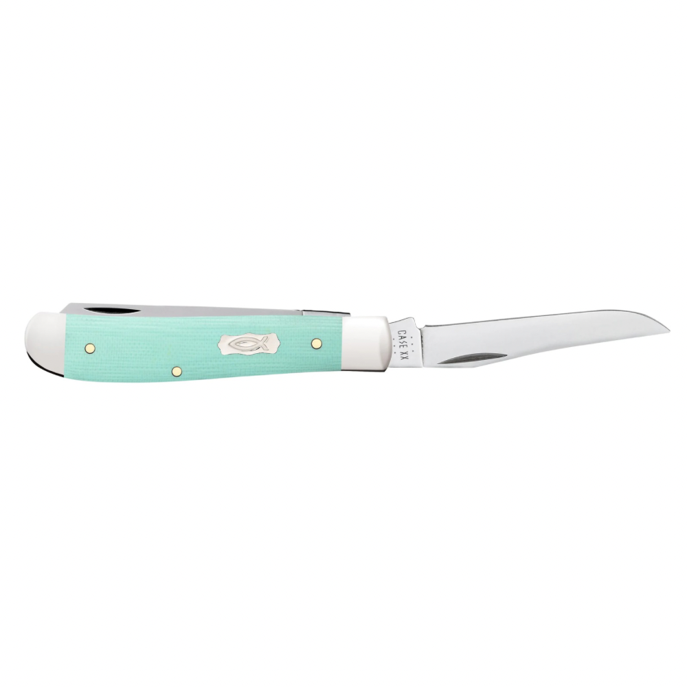 CASE TRAPPER MINI 2 BLADE 3.5" SEAFOAM GREEN G-10