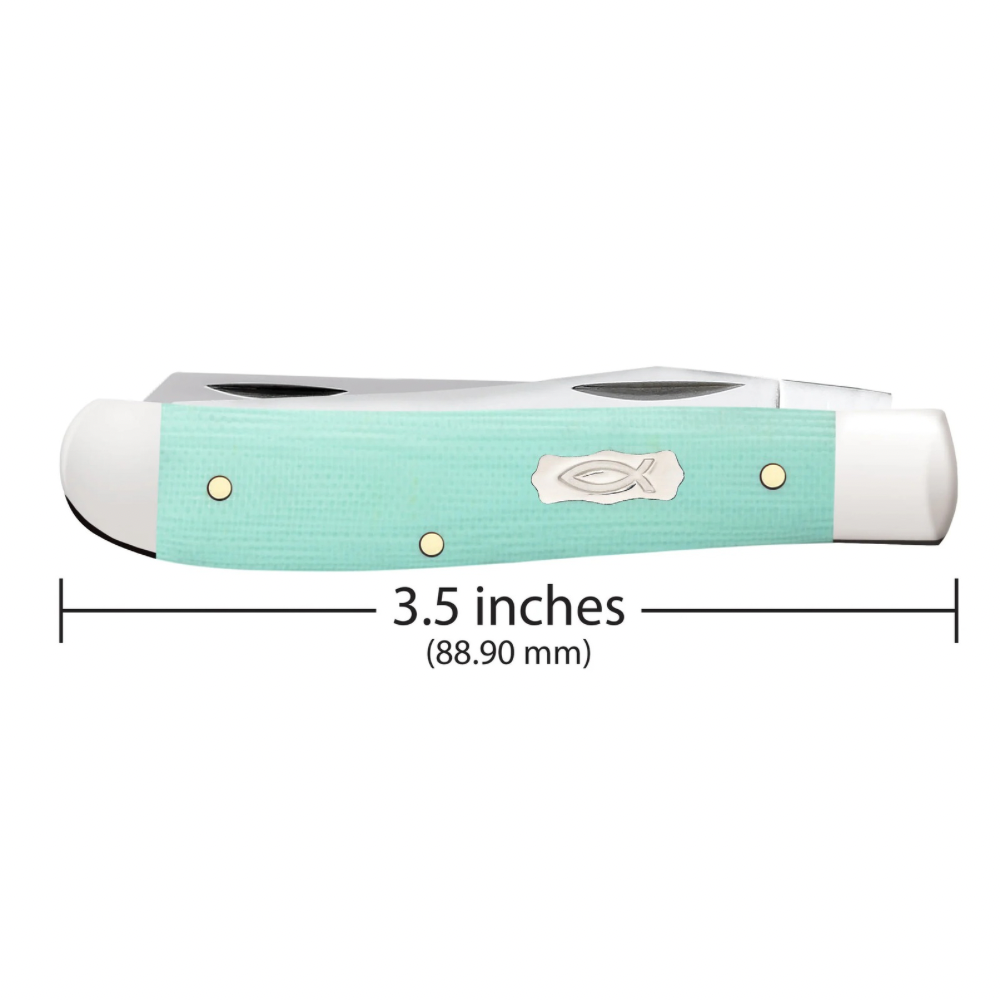 CASE TRAPPER MINI 2 BLADE 3.5" SEAFOAM GREEN G-10