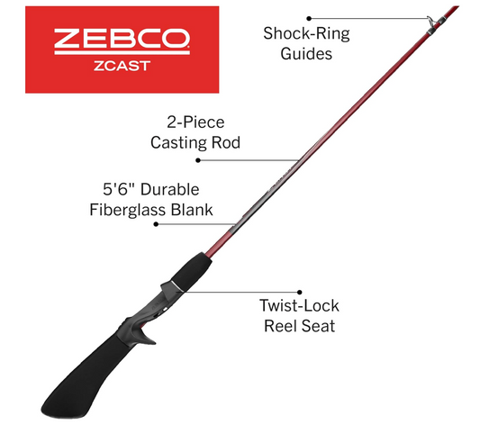 ZEBCO ZCAST PISTOL GRIP C 2PC ML 5'6"