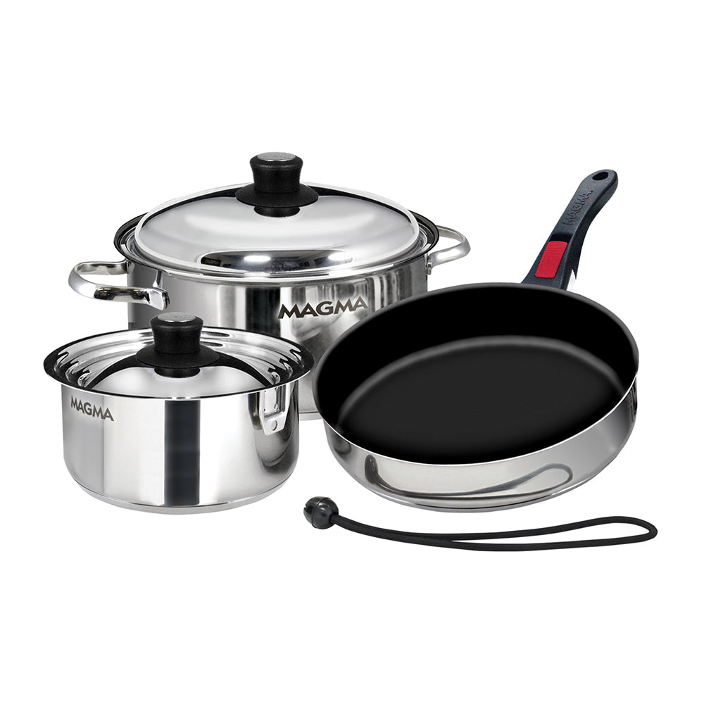 MAGMA 7 PIECE INDUCTION NON-STICK COOKWARE SET - STAINLESS STEEL