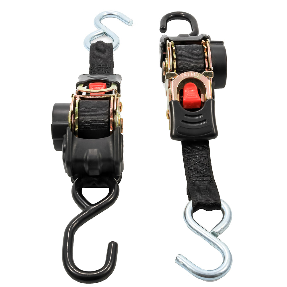 CAMCO RETRACTABLE TIE-DOWN STRAPS - 1" WIDTH 6' DUAL HOOKS