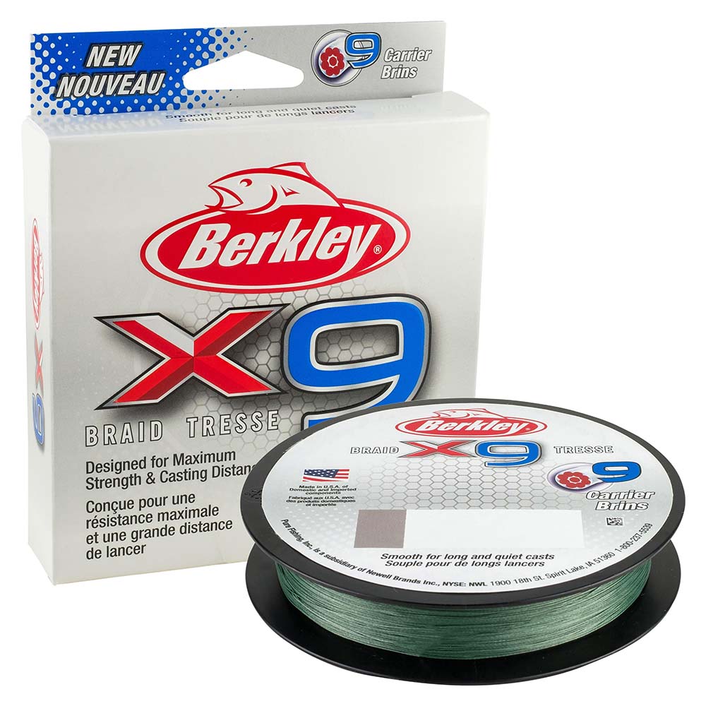 BERKLEY X9 BRAID LO-VIS GREEN 15LB 164YDS