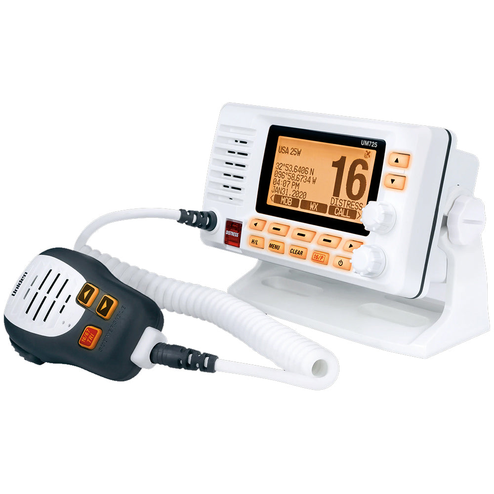 UNIDEN UM725 FIXED MOUNT MARINE VHF RADIO W/GPS - WHITE