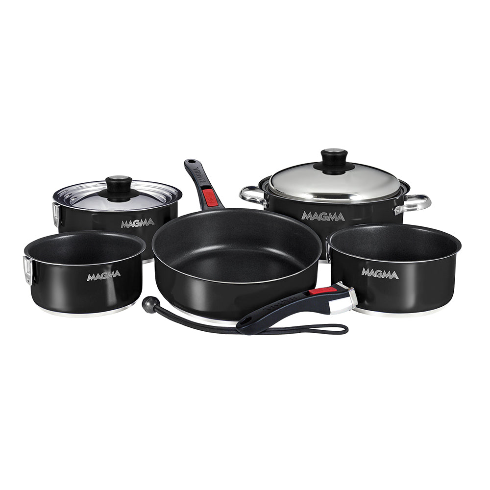 MAGMA NESTABLE 10 PIECE INDUCTION NON-STICK ENAMEL FINISH COOKWARE SET - JET BLACK