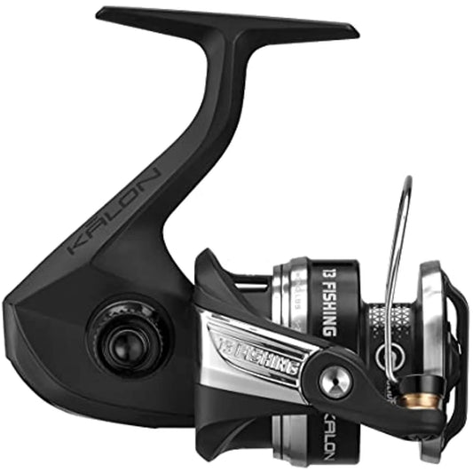 Fishing reel with 'Kalcon' branding on a white background