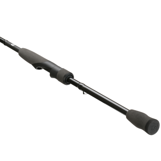 Black fishing rod on a white background