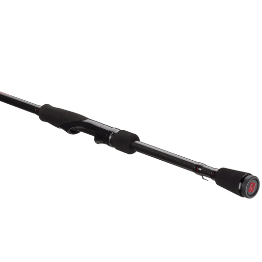 Black fishing rod on a white background