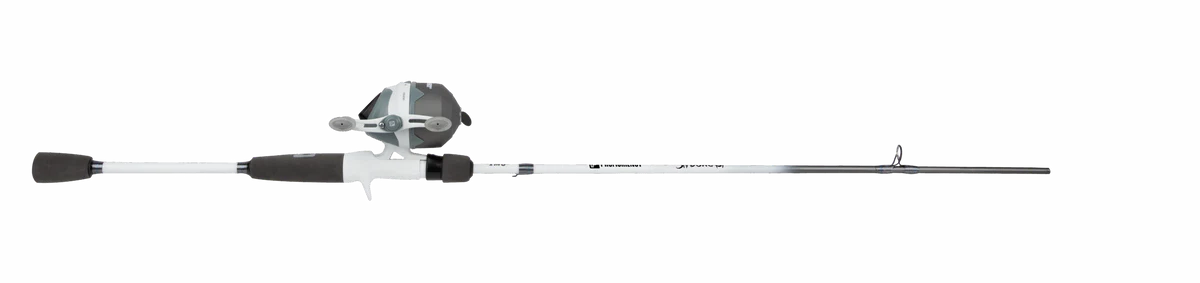 Fishing rod and reel set on a white background