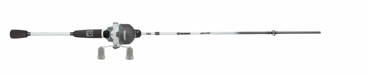 Fishing rod and reel combo on a white background