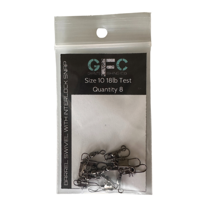 GFC STAINLESS STEEL BARREL SWIVEL WITH INTERLOCK SNAP