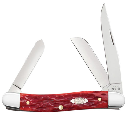 CASE STOCKMAN MEDIUM 4 5/8" 3 BLADE - DARK RED BONE