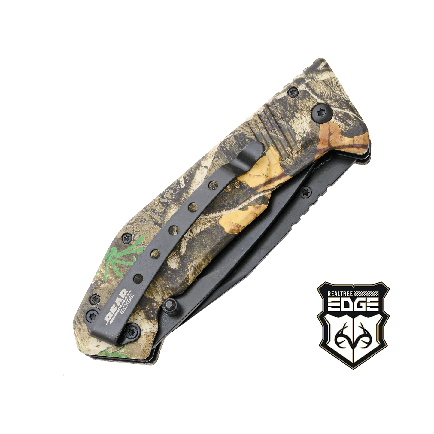 BEAR & SONS 5" DOUBLE GUT & SKINNER BLACK BLADE REALTREE EDGE