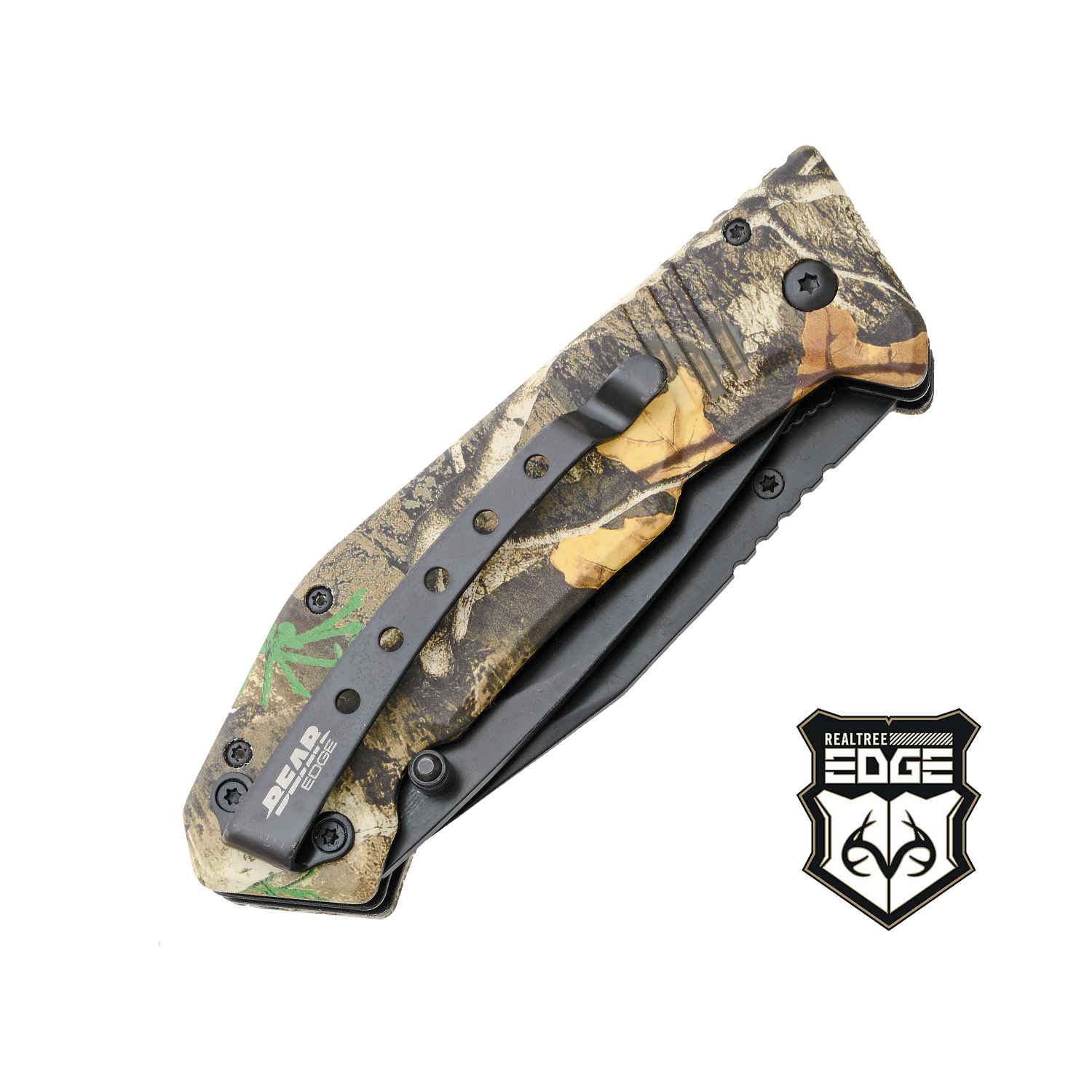 BEAR & SONS 5" DOUBLE GUT & SKINNER BLACK BLADE REALTREE EDGE