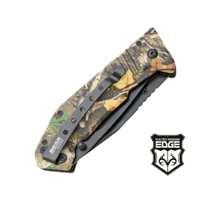 BEAR & SONS 5" DOUBLE GUT & SKINNER BLACK BLADE REALTREE EDGE