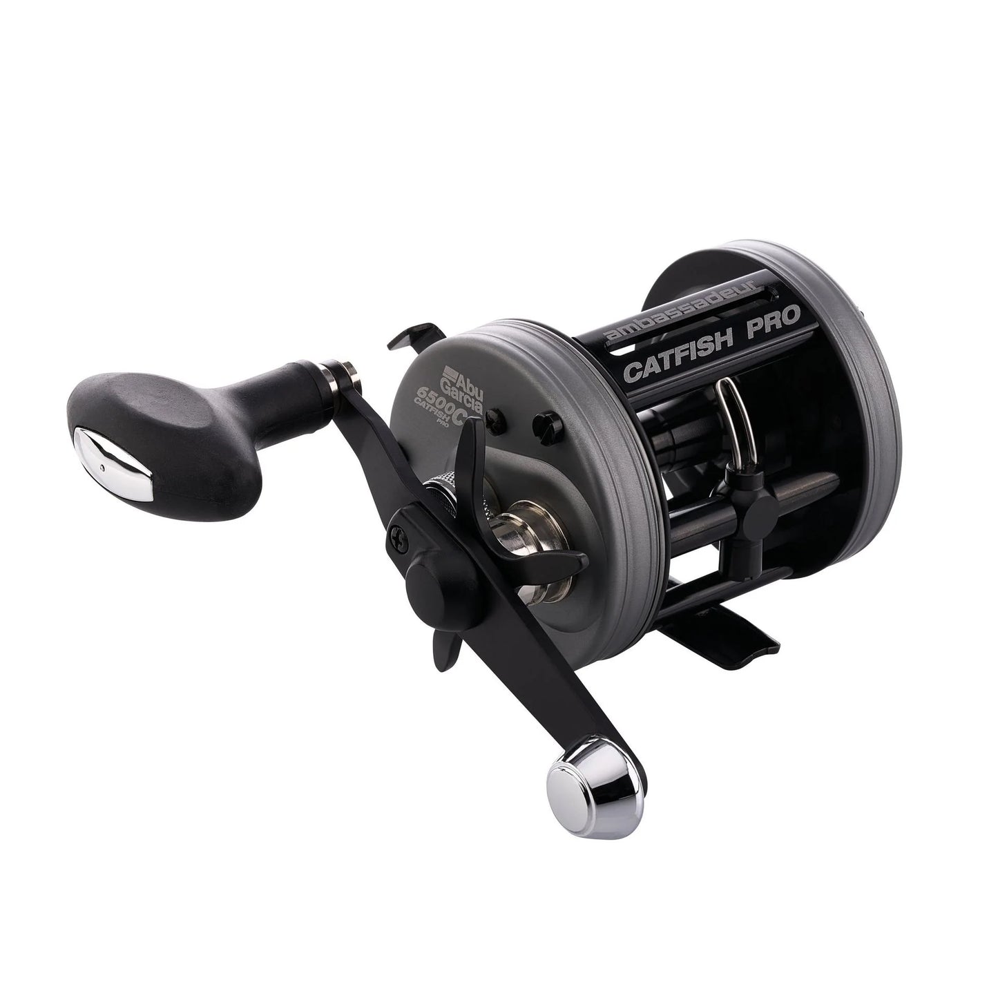 Fishing reel labeled 'Catfish Pro' on a white background