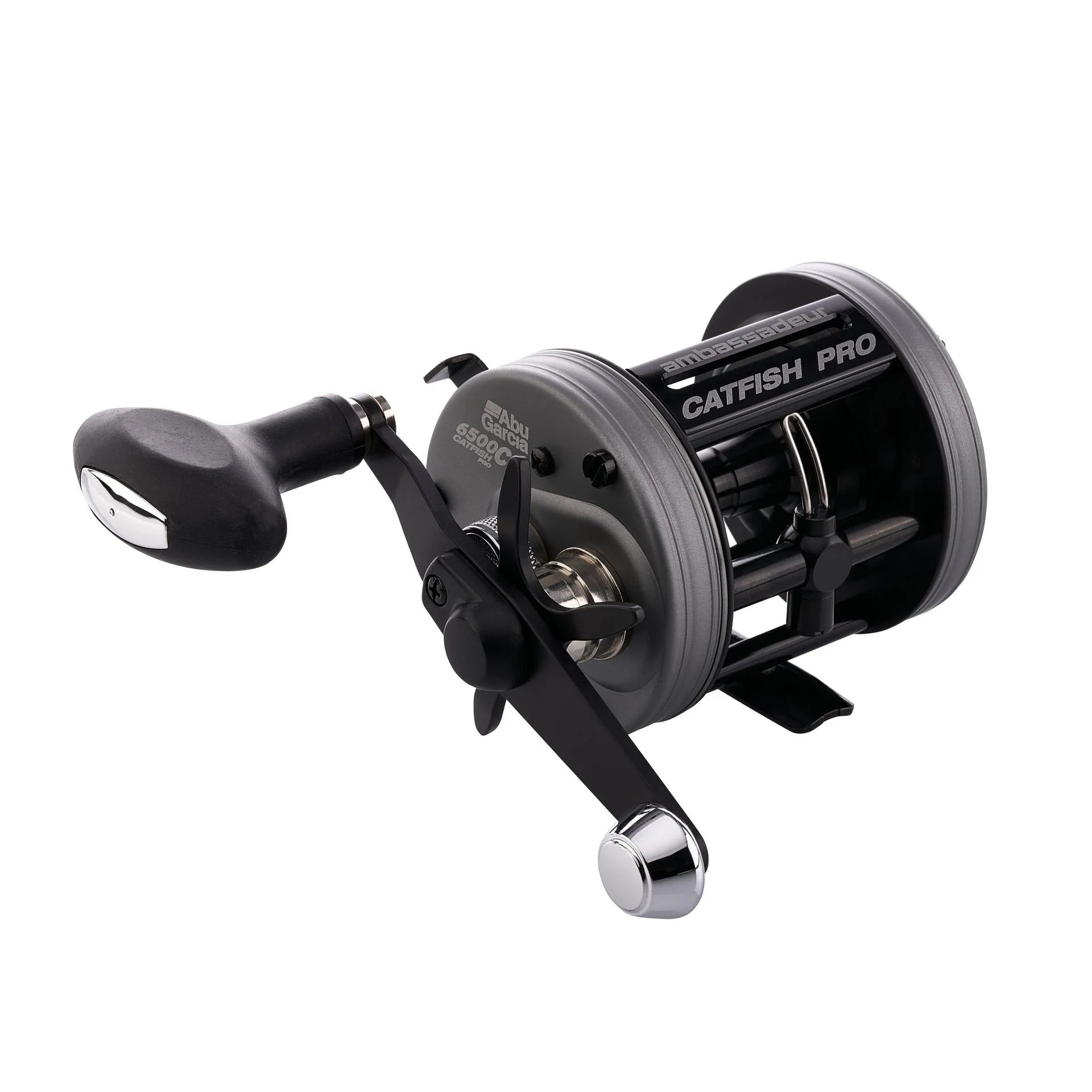 Fishing reel labeled 'Catfish Pro' on a white background