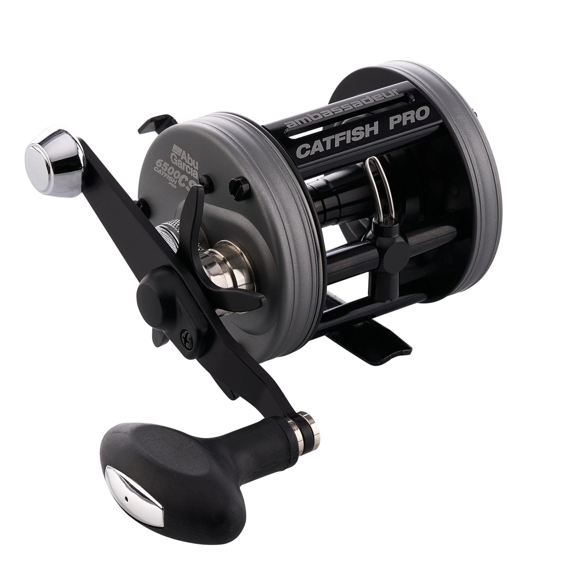 Fishing reel labeled 'Catfish Pro' on a white background