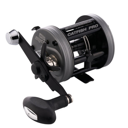 Fishing reel labeled 'Catfish Pro' on a white background