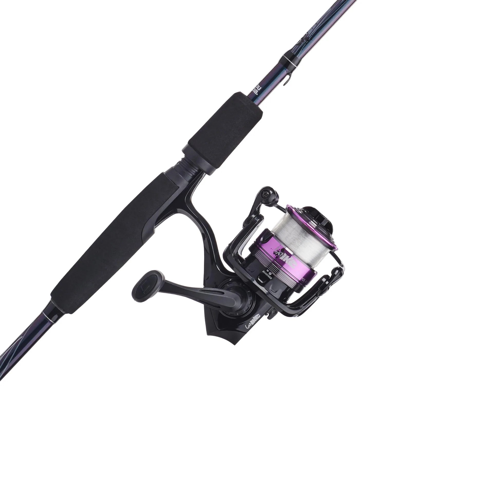 Fishing rod and reel set on a white background