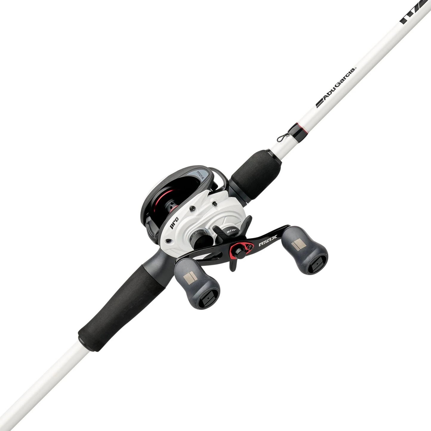 Fishing rod and reel set on a white background