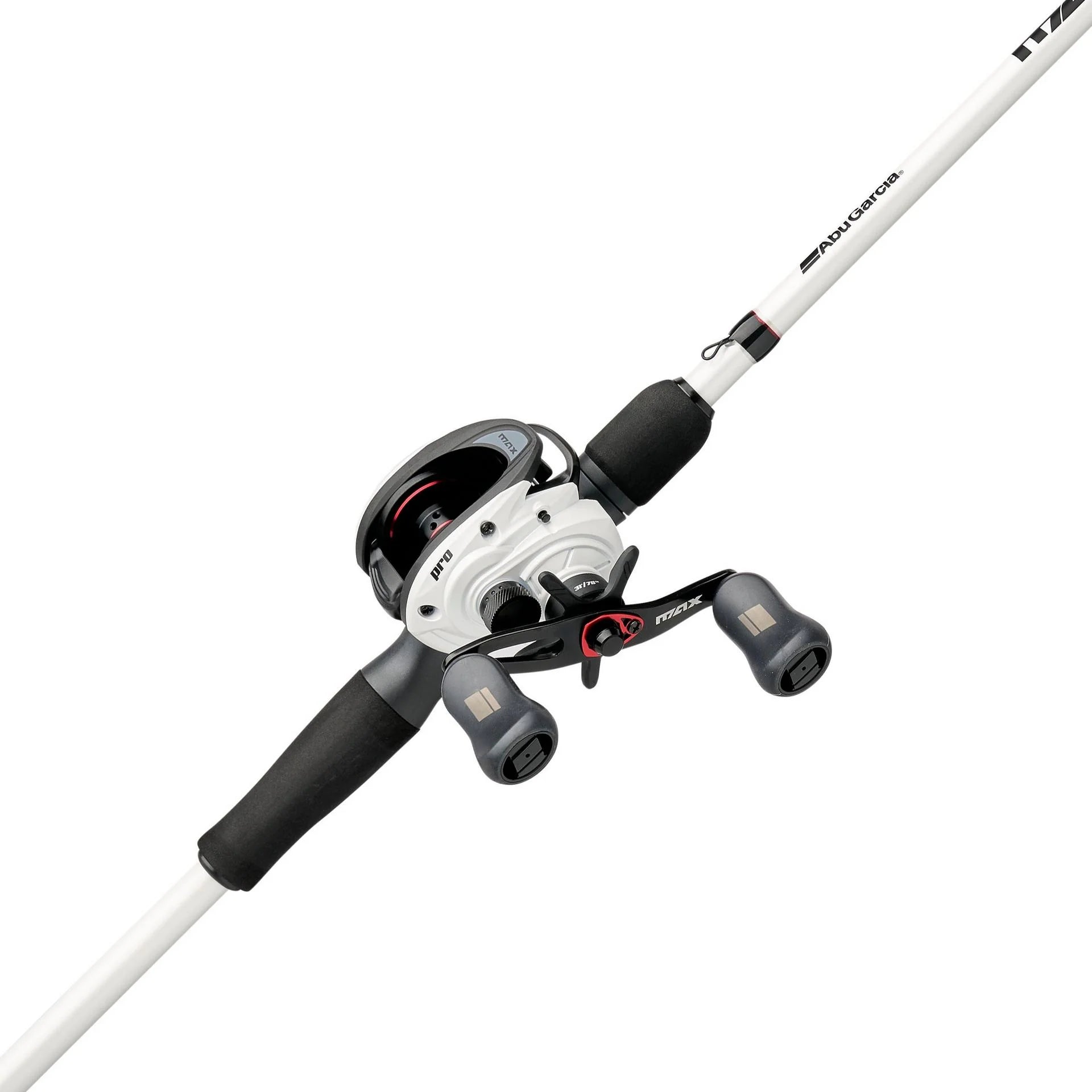 Fishing rod and reel set on a white background