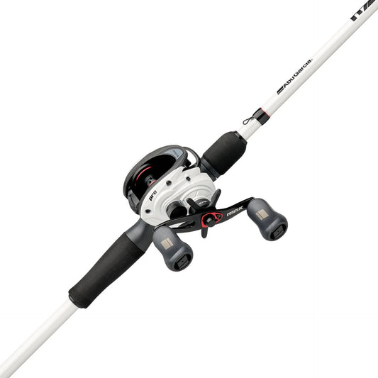 Fishing rod and reel set on a white background