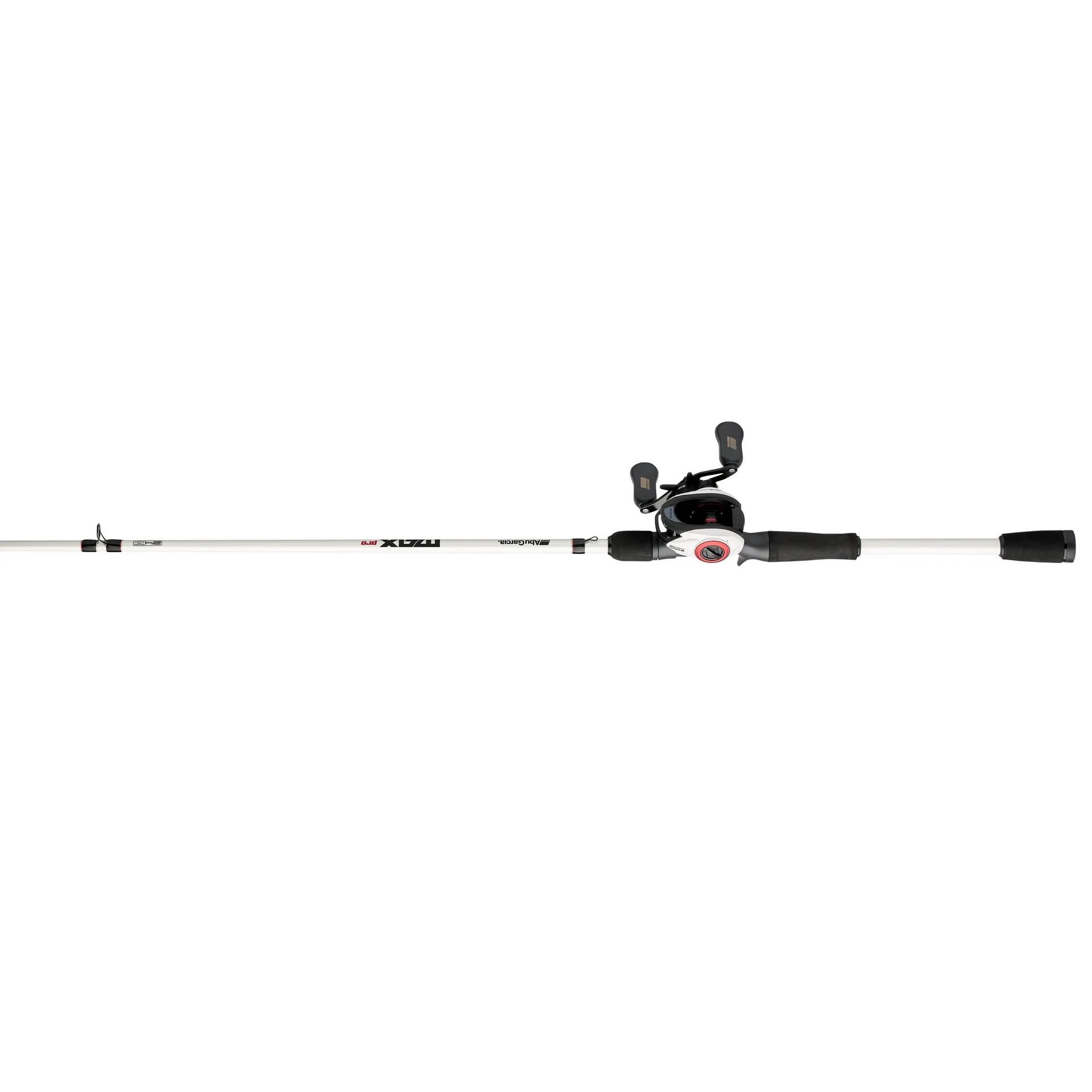 Fishing rod and reel combo on a white background