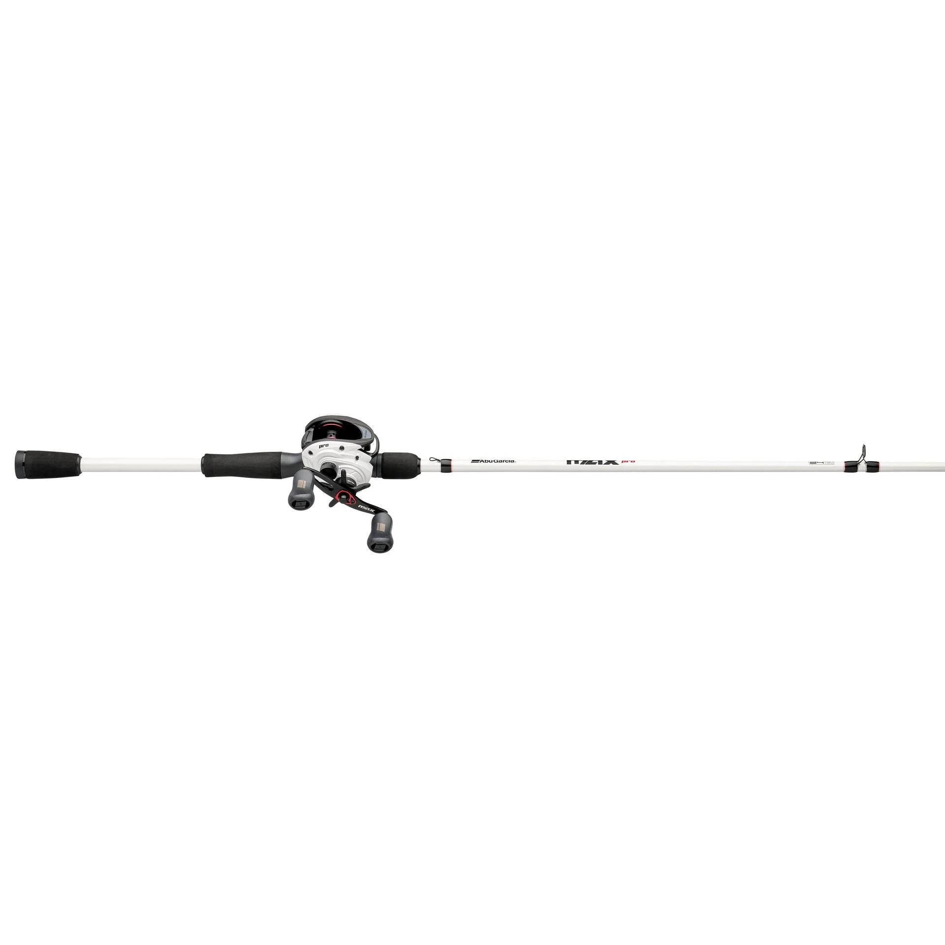 Fishing rod and reel combo on a white background